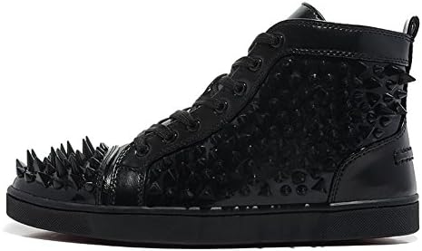 CHRIS HEELS Louis Orlato Metal Patent Spikes Men's High Top Black Shoes