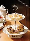 Kitchen & Housewares : LACE - Cream Ceramic 2 Tier Cake Stand