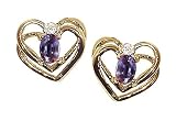 0.54 cts Lab Created Alexandrite and Genuine Diamond Earring - 14kt White or Yellow Gold