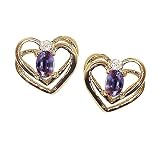 0.54 cttw Lab Created Alexandrite and Genuine Diamond Earring - 14kt White or Yellow Gold