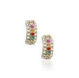 Multi-Coloured Crystal Gold Plated Earrings Used Swarovski Crystals