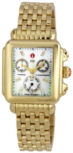 Best Price Michele Woman's MWW06P000016 Deco Day Diamond Dial Gold Bracelet Watch