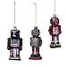 Robots and Rockets Retro Robot Glass Christmas Ornaments Set of 3