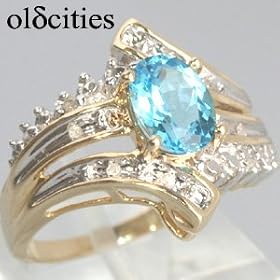 10K Yellow Gold Blue Topaz and Diamond Ring - OldCities Estate Jewelry by magazines
