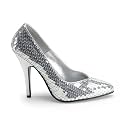 Womens Classic Pump Shoe 5 Inch Sexy High Heels Silver Sequins
