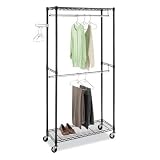 Black and Chrome Supreme Double Rod Garment Rack