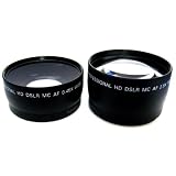 Zeikos ZE-58K 2.5X Telephoto and 0.45X Super Wide Angle high definition lens set, includes lens pouch, cap covers and adapter rings fits 46/49/52/55/58mm (Life Time Warranty)