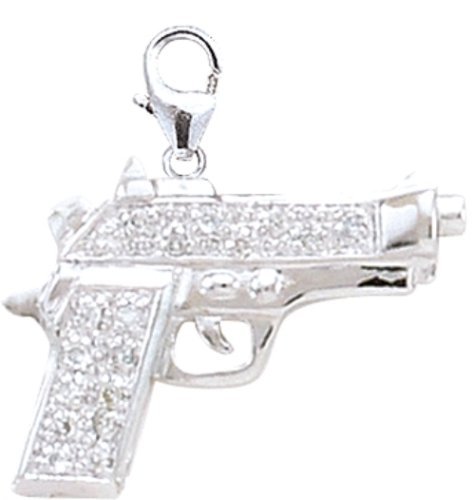 14k Gold Diamond Gun Charm (1/10 cttw)