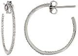 14ct White Gold Diamond Hoop Earrings W 035 Carat Brilliant Cut Diamonds 78 23mm