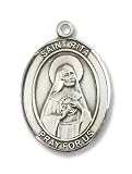 Sterling Silver St. Rita of Cascia Medal Pendant with 24" Stainless Steel Chain in Gift Box