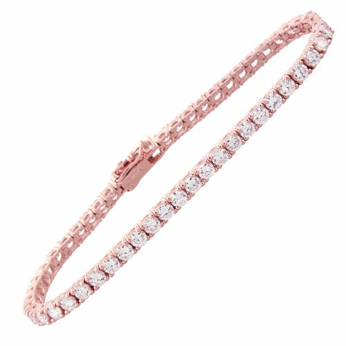 Rose Gold Plated Silver & Simulated Diamond Tennis Bracelet 6 1 3 ct 7in length