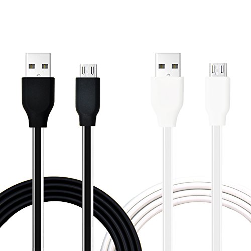 Eversame [2-Pack] 3Ft 1M Soft TPE High Speed USB 2.0 A Male to Micro B Sync and Charging Cord For Samsung Galaxy S7/Tab4, HTC One M8, Android Smart Phones(Black White)