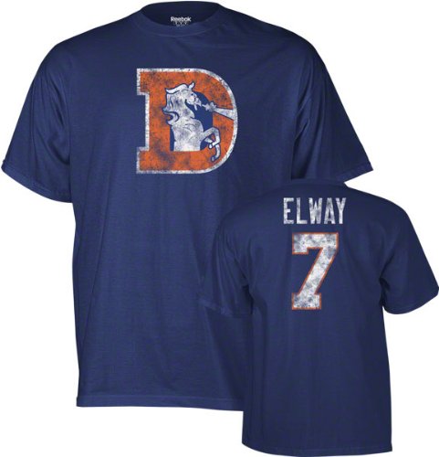 John Elway Denver Broncos Navy Vintage Name & Number Tee