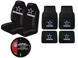 A Set of 4 NFL Universal Fit Front All-Weather Floor Mats and A Set of 2 Universal Fit Seat Covers and 1 Steering Wheel Cover - Dallas Cowboys