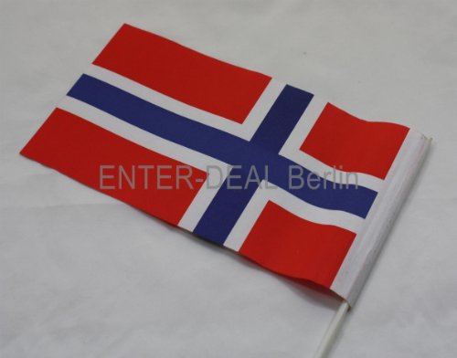 50 Stück PAPIERFAHNEN mit Stab – NORWEGEN –
