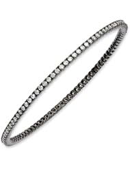 Sterling Silver Black Plated With Cz Bangle, Best Quality Free Gift Box Satisfaction Guaranteed