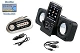 Portable Stereo Speaker (Black) + FM Transmitter for Sony Walkman Incl. DBROTH Microfiber Cleaning cloth