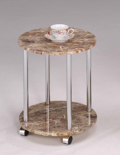 Chrome Finish With Marble Top Finish Round End Table