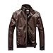 Zeagoo Men's British Style Stand-collar Zipper Faux Leather Motorcycle Coat Jacket