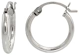 10k White Gold Hoop Earrings w/ Snap-on Lock, 3/4 (19mm) diameter