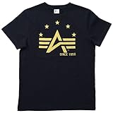 ALPHA LOGO&STARS T-SHIRTS L
