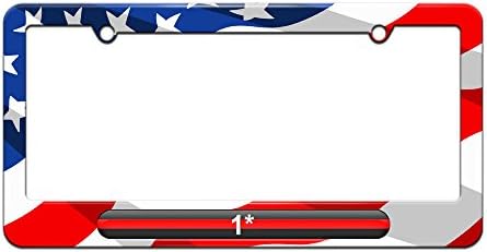 Thin Red Line 1 One Asterisk - Firefighter Firemen - License Plate Tag Frame - American Flag Design
