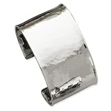 14k White Gold 37mm Hammered Polished Bangle