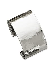 14k White Gold 37mm Hammered Polished Bangle