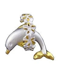 925 Silver Two Tone Dolphin in Lei Pendant Hawaiian Silver Jewelry