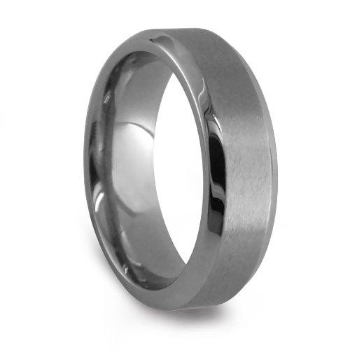 Edward Mirell Mens Grey Titanium 7mm Beveled Ring, Size 9