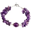 EXP Handmade Purple Amethyst Bracelet With Antiqued Silver Beads
