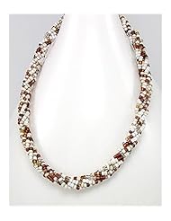 White Seed Bead Necklace In Zinc