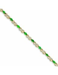 2.2 Carat 14K Gold Diamond and Emerald Bracelet