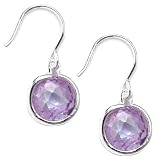 Sterling Silver Lavender Cubic Zirconia Circle Drop Earrings