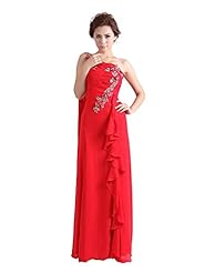 One Shoulder Beaded Chiffon Evening Dress 
