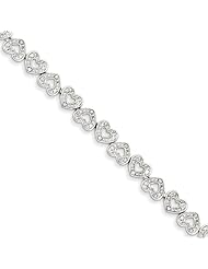 Genuine .925 Sterling Silver Diamond Heart Bracelet 10.2 Grams . 100% Satisfaction Guaranteed.