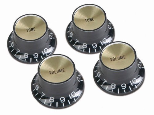 Gibson Top Hat Style Knobs w/Metal Insert - Black w/Gold