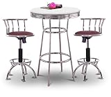 Chrome Bar Table & 2 Chrome Adjustable 24
