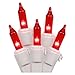 LiteSource 32306 - 20 Light 7.7' White Wire Red Miniature Christmas Light String Set with 3