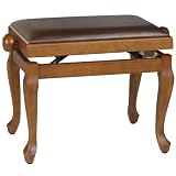 Produkt-Bild: Klavierbank CHIPPENDALE KIRSCHE - matt mit Kunstleder braun #