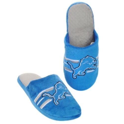 Detroit Lions 2011 NFL Team Logo Stripe Slide Slippers House Shoes - Medium
