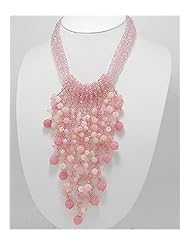 Light Rose Jade Necklace In Sterling Silver