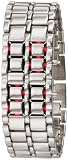 GGI International Mens MLed-Lava-SR Silver Stainless Steel Lava Red LED Digital Bracelet Watch