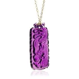 14k Yellow Gold Amethyst Dragon Pendant Necklace by Amazon.com Collection