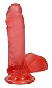 Doc Johnson Crystal Jellie Ballsy Cock 6" With Suction Cup Base, Pink