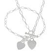 Silver Heart Toggle Bracelet and Necklace Set