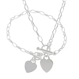 Silver Heart Toggle Bracelet and Necklace Set