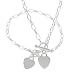 Silver Heart Toggle Bracelet and Necklace Set