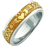 14K Two Tone Gold Claddagh Wedding Band Sz 6