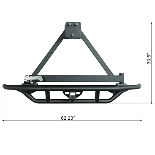 EAutogrilles TJ YJ Jeep Wrangler Tubular Rear Bumper with Tire Carrier